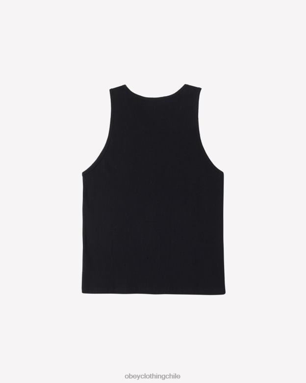 ropa 40VX123 hombres tanque de costillas traza OBEY negro