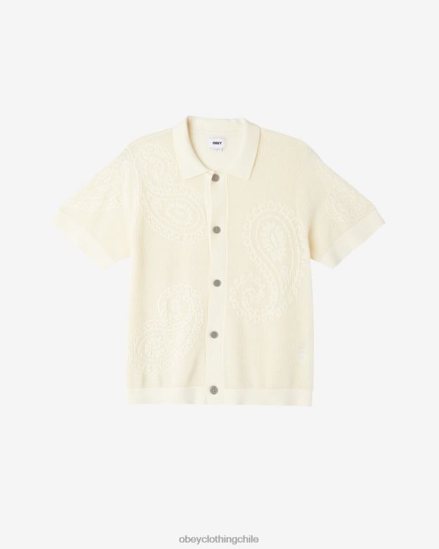 ropa 40VX126 hombres camisa de punto abierta con lágrima OBEY sin blanquear