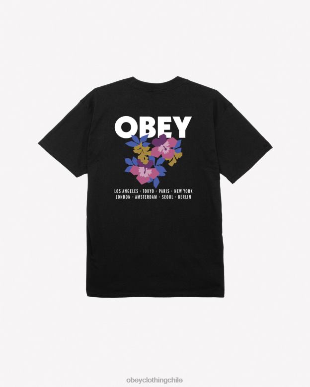 ropa 40VX288 hombres camiseta clásica con jardín floral OBEY negro
