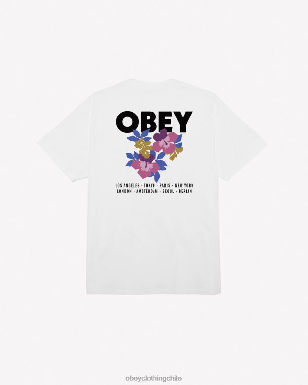 ropa 40VX290 hombres camiseta clásica con jardín floral OBEY blanco