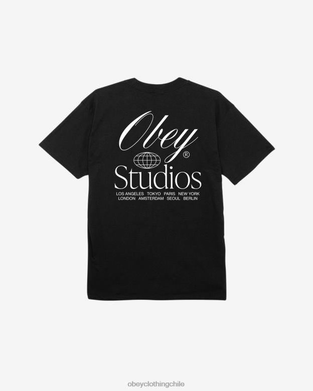 ropa 40VX294 hombres camiseta clásica de estudios en todo el mundo OBEY negro