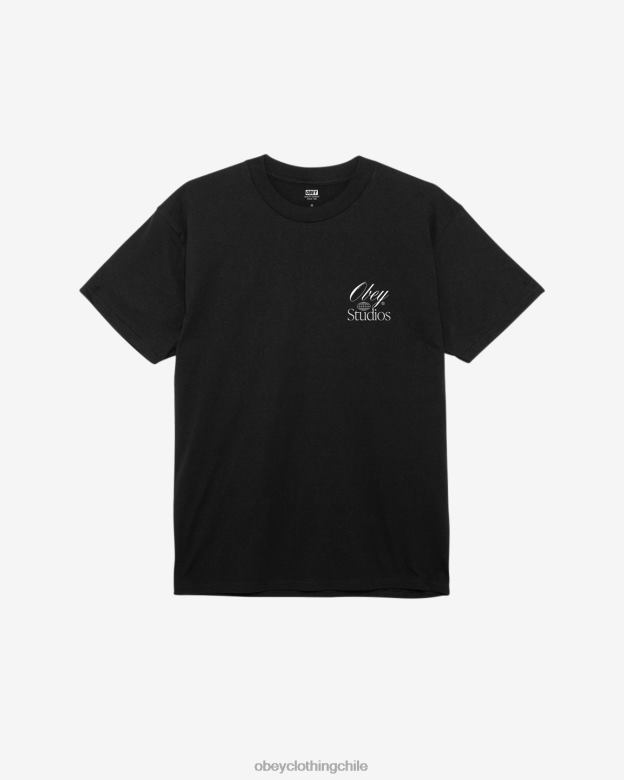 ropa 40VX294 hombres camiseta clásica de estudios en todo el mundo OBEY negro