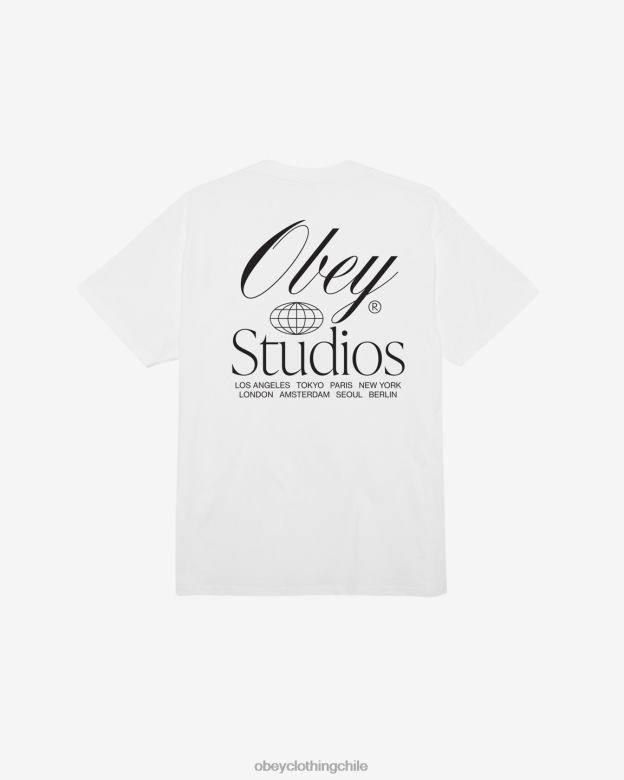 ropa 40VX296 hombres camiseta clásica de estudios en todo el mundo OBEY blanco