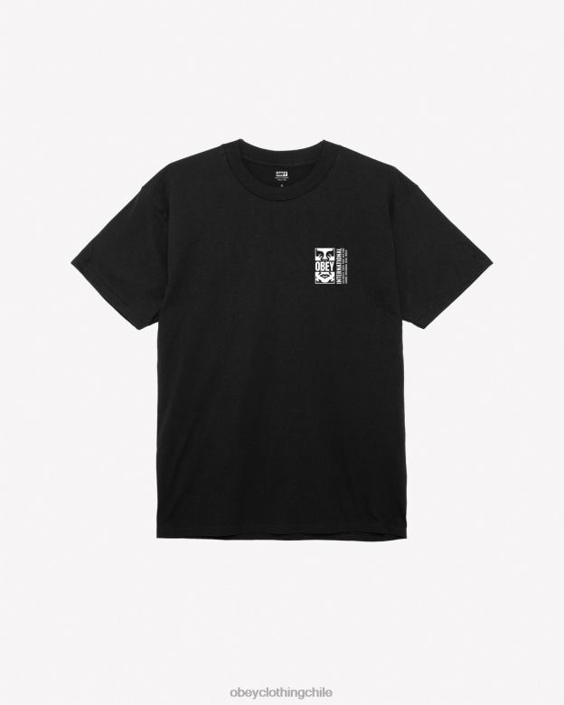 ropa 40VX299 hombres camiseta clásica con icono dividido OBEY negro