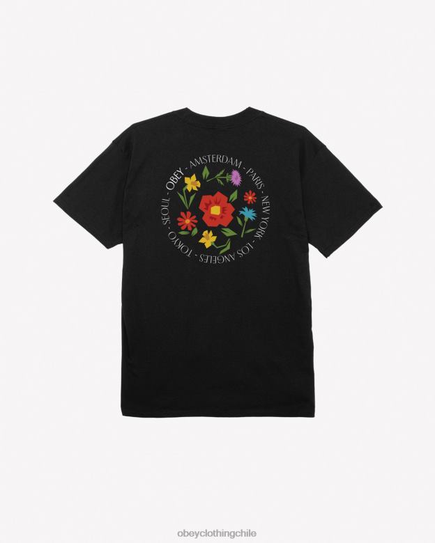 ropa 40VX302 hombres camiseta clasica flores de la ciudad OBEY negro