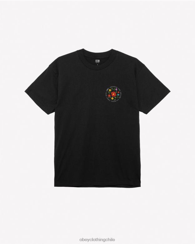 ropa 40VX302 hombres camiseta clasica flores de la ciudad OBEY negro