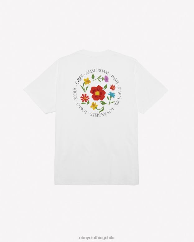 ropa 40VX303 hombres camiseta clasica flores de la ciudad OBEY blanco