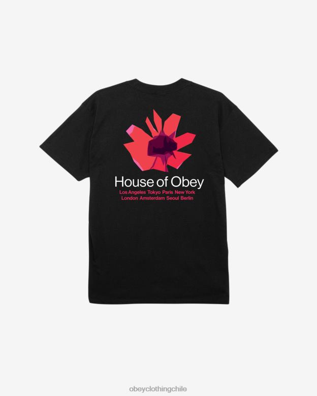 ropa 40VX307 hombres camiseta clásica de la casa de flores OBEY negro