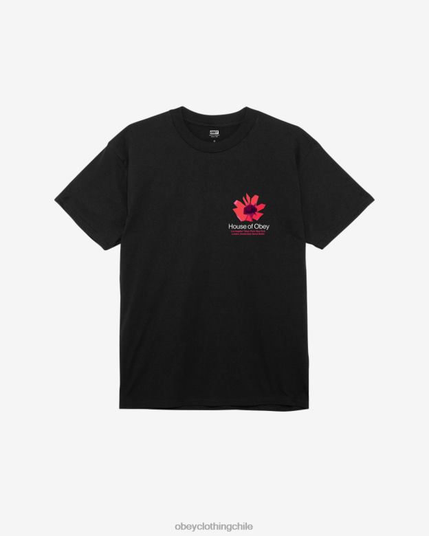 ropa 40VX307 hombres camiseta clásica de la casa de flores OBEY negro