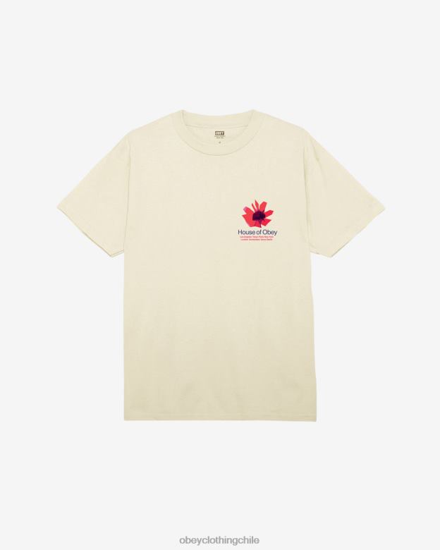 ropa 40VX308 hombres camiseta clásica de la casa de flores OBEY crema