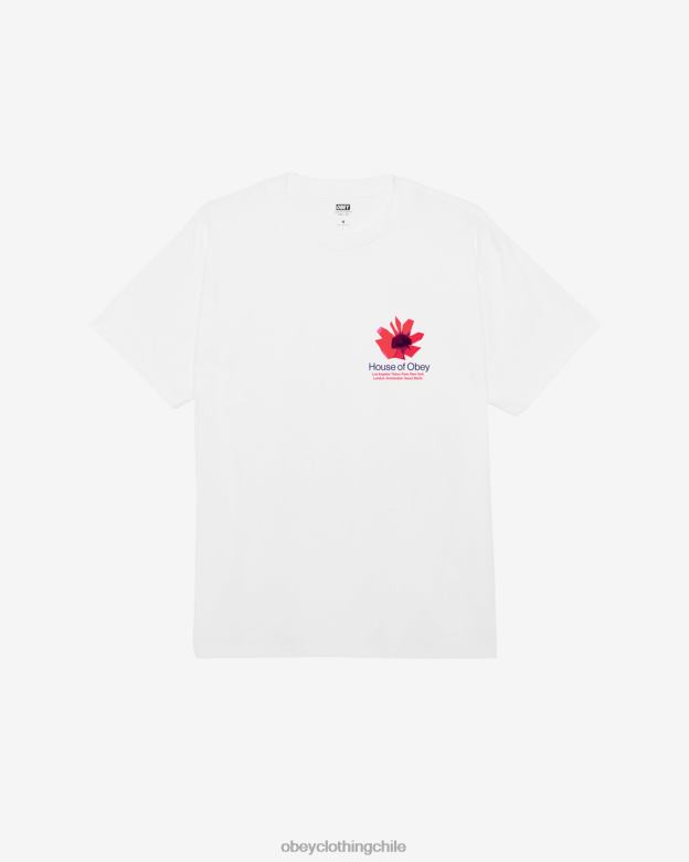 ropa 40VX309 hombres camiseta clásica de la casa de flores OBEY blanco