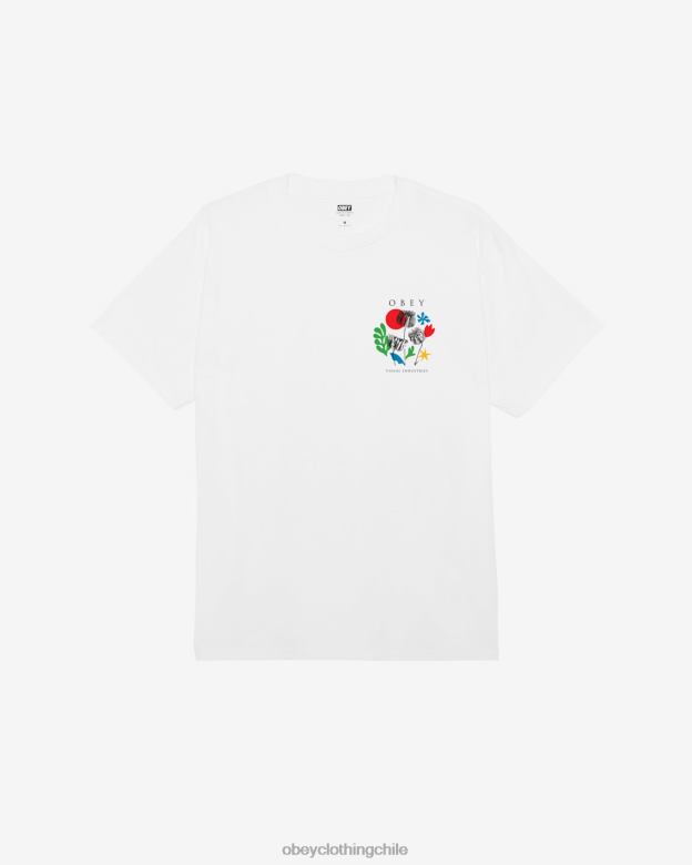 ropa 40VX319 hombres camiseta clasica flores papeles tijeras OBEY blanco