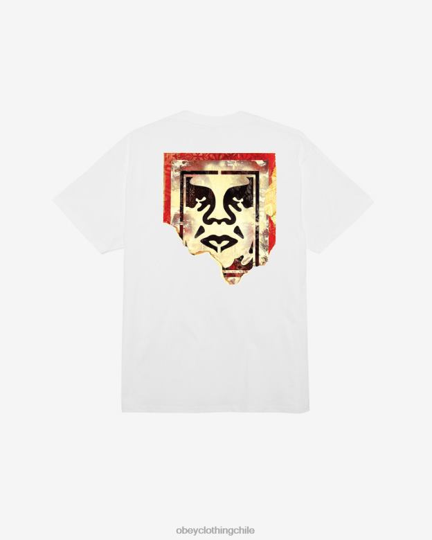 ropa 40VX326 hombres camiseta clásica con icono rasgado OBEY blanco
