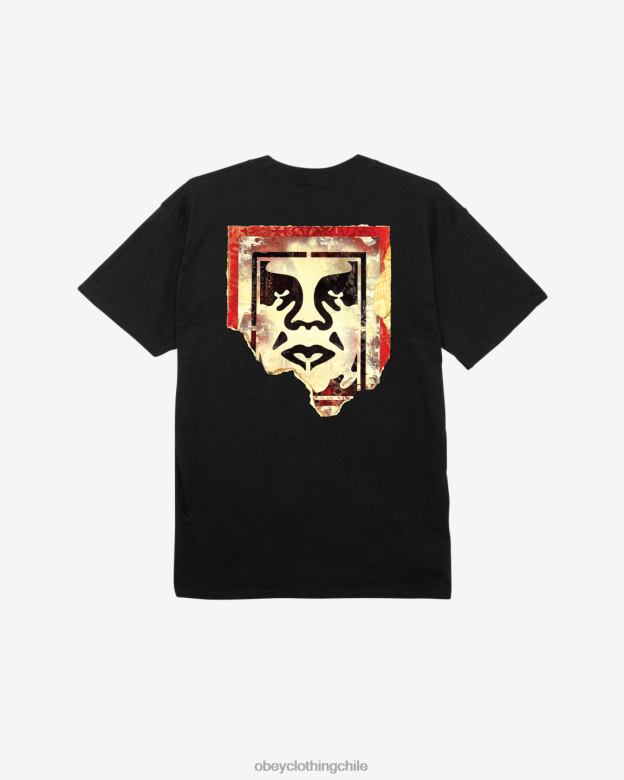 ropa 40VX327 hombres camiseta clásica con icono rasgado OBEY negro