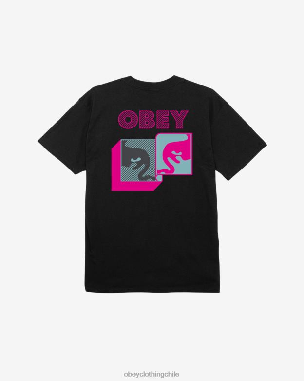 ropa 40VX329 hombres camiseta clásica postmoderna OBEY negro