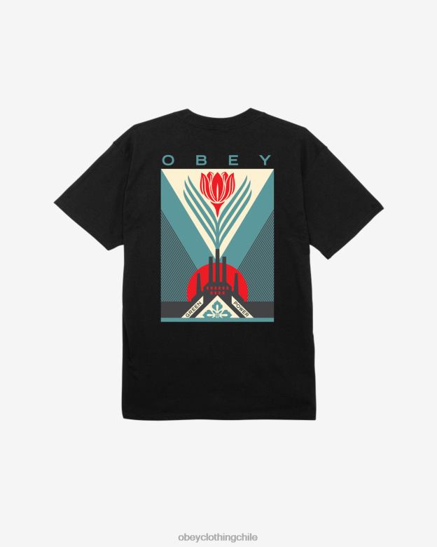 ropa 40VX330 hombres camiseta clásica de fábrica de energía verde OBEY negro