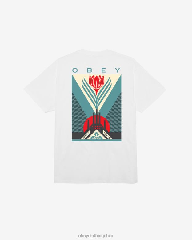 ropa 40VX332 hombres camiseta clásica de fábrica de energía verde OBEY blanco