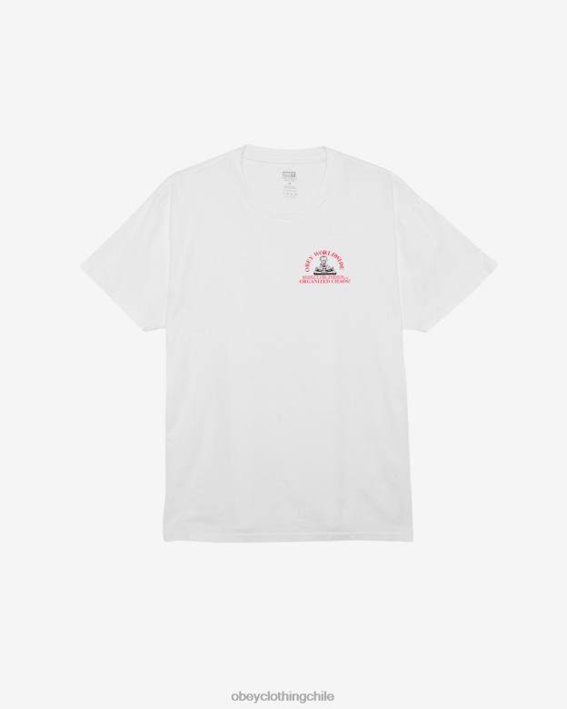 ropa 40VX362 hombres Camiseta con pigmento del caos organizado. OBEY pigmento blanco vintage