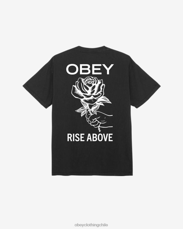 ropa 40VX366 hombres Camiseta con pigmento rosa Rise Above. OBEY pigmento negro vintage