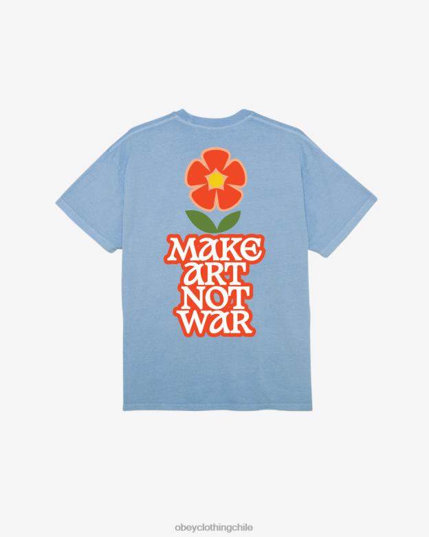 ropa 40VX369 hombres Haz arte, no guerra, camiseta con pigmento de flores. OBEY hortensia pigmento