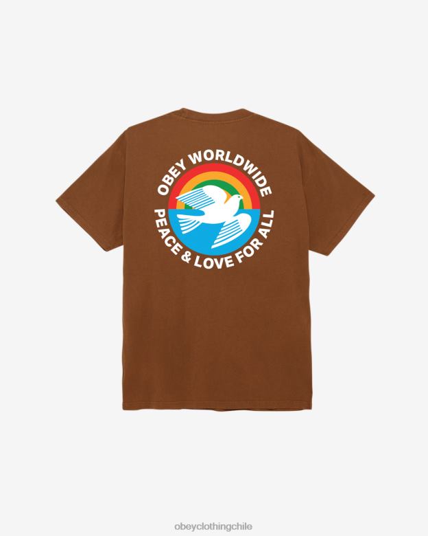 ropa 40VX371 hombres Camiseta con pigmentos de paz y amor para todos. OBEY pigmento moka bisque