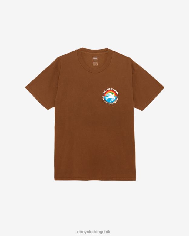 ropa 40VX371 hombres Camiseta con pigmentos de paz y amor para todos. OBEY pigmento moka bisque