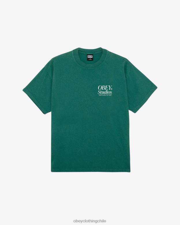 ropa 40VX373 hombres camiseta de peso pesado con icono de estudios OBEY aventura verde