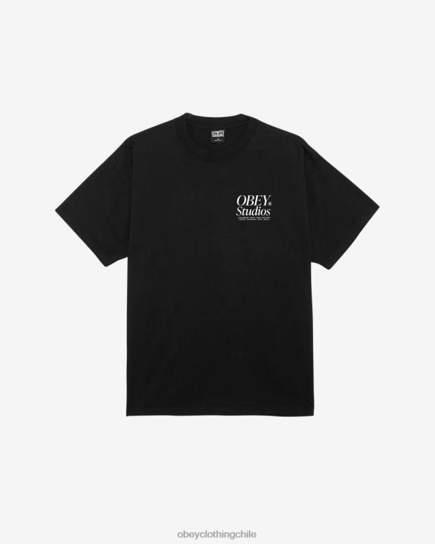 ropa 40VX375 hombres camiseta de peso pesado con icono de estudios OBEY negro azabache
