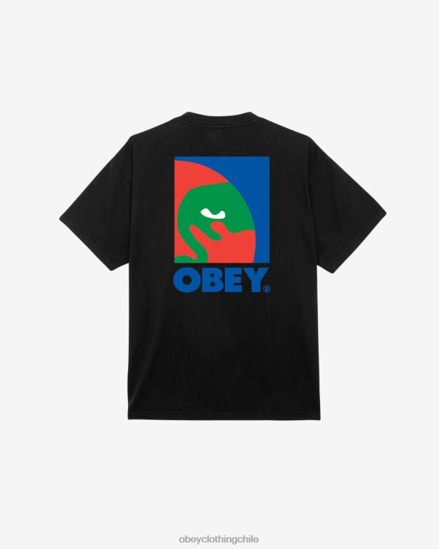 ropa 40VX377 hombres camiseta gruesa con icono circular OBEY negro azabache