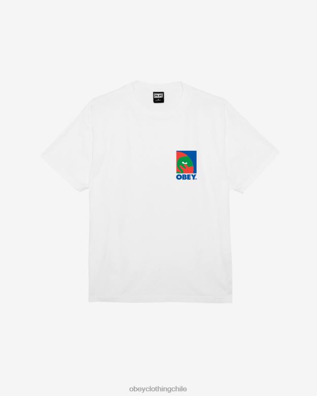 ropa 40VX379 hombres camiseta gruesa con icono circular OBEY blanco
