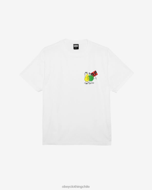 ropa 40VX380 hombres camiseta pesada de protesta pacífica OBEY blanco