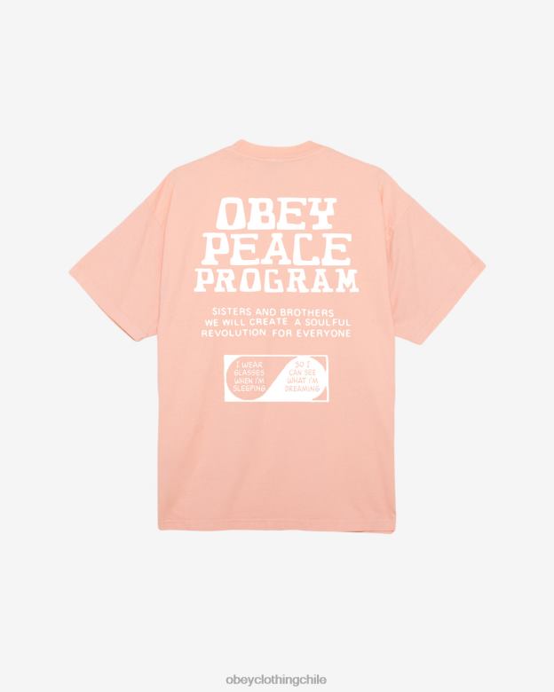 ropa 40VX382 hombres camiseta pesada del programa de paz OBEY parfait de durazno