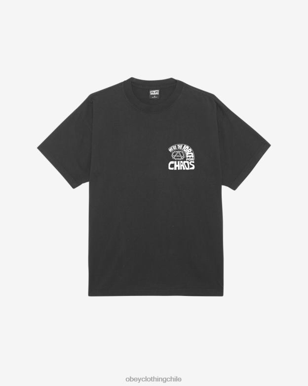 ropa 40VX383 hombres camiseta pesada del programa de paz OBEY negro antiguo