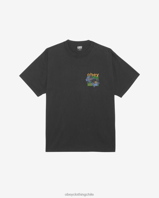 ropa 40VX384 hombres Las semillas crecen camiseta pesada. OBEY negro antiguo