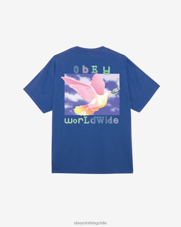 ropa 40VX385 hombres camiseta pesada paloma de la paz OBEY surf azul