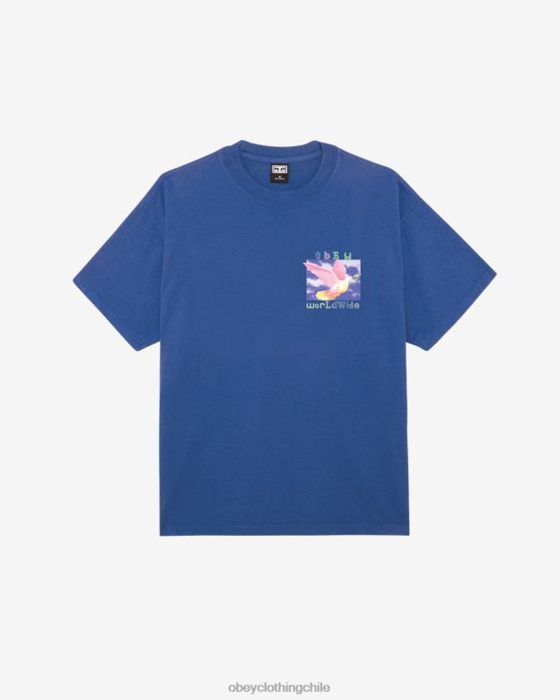 ropa 40VX385 hombres camiseta pesada paloma de la paz OBEY surf azul