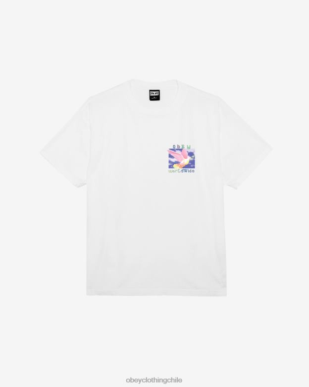 ropa 40VX386 hombres camiseta pesada paloma de la paz OBEY blanco