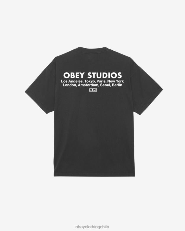 ropa 40VX387 hombres camiseta pesada Studios Eye OBEY negro azabache
