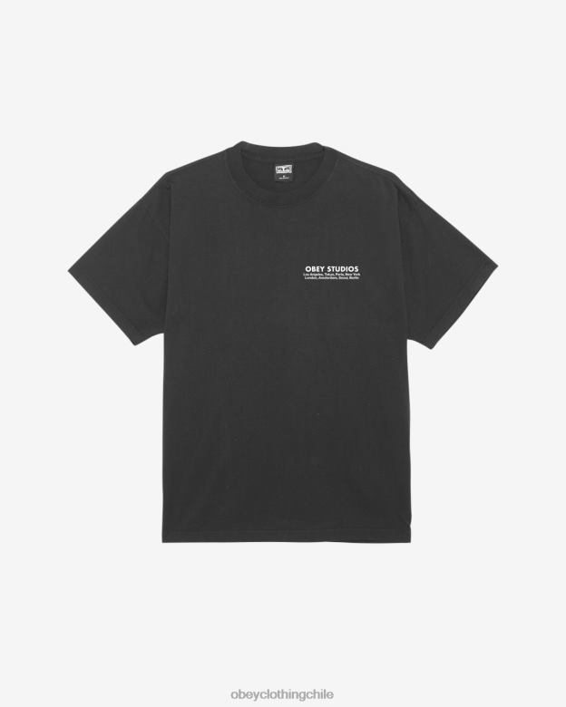 ropa 40VX387 hombres camiseta pesada Studios Eye OBEY negro azabache