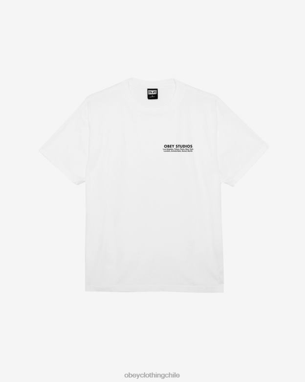 ropa 40VX389 hombres camiseta pesada Studios Eye OBEY blanco