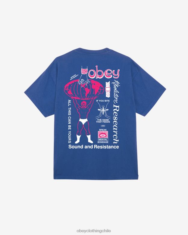 ropa 40VX393 hombres romper la esclavitud mental camiseta pesada OBEY surf azul