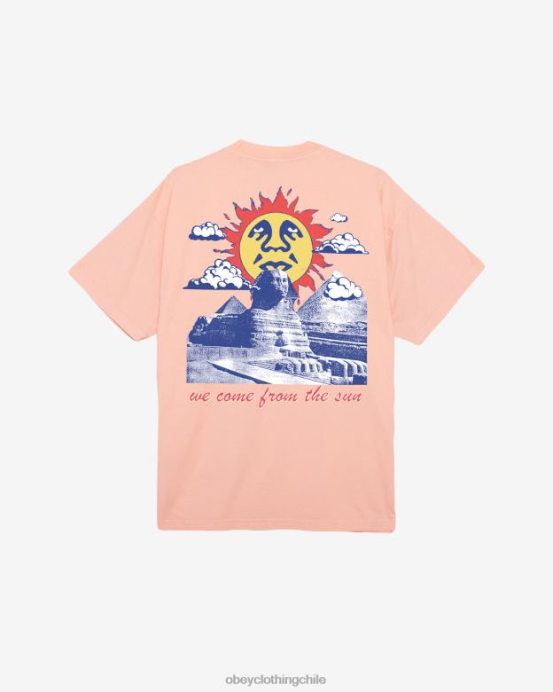 ropa 40VX396 hombres venimos de la camiseta pesada del sol OBEY parfait de durazno