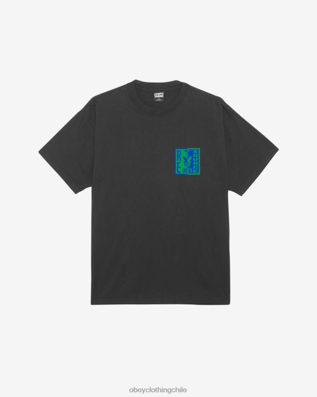 ropa 40VX399 hombres camiseta pesada de fuente OBEY negro azabache