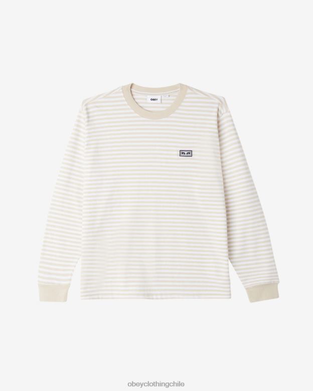 ropa 40VX93 hombres est. trabaja ojos ls camiseta a rayas OBEY arcilla multi