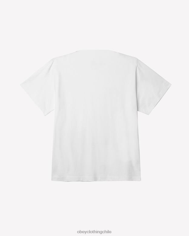 ropa 40VX98 hombres est. trabaja camiseta atrevida OBEY blanco