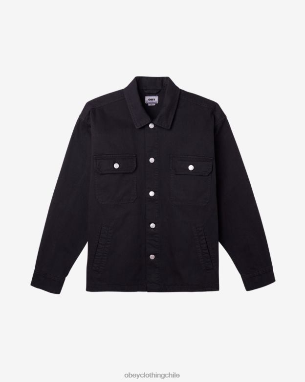 ropa 40VX238 hombres chaqueta de camisa de división OBEY pigmento negro