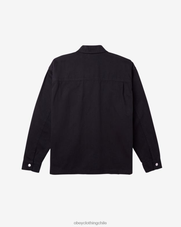 ropa 40VX238 hombres chaqueta de camisa de división OBEY pigmento negro