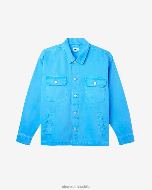 ropa 40VX239 hombres chaqueta de camisa de división OBEY pigmento azul francés