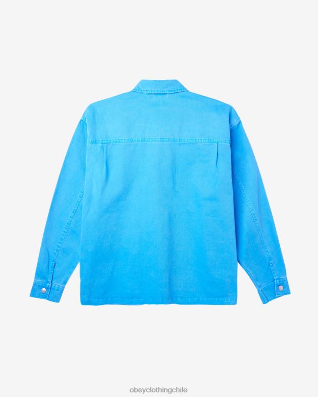 ropa 40VX239 hombres chaqueta de camisa de división OBEY pigmento azul francés