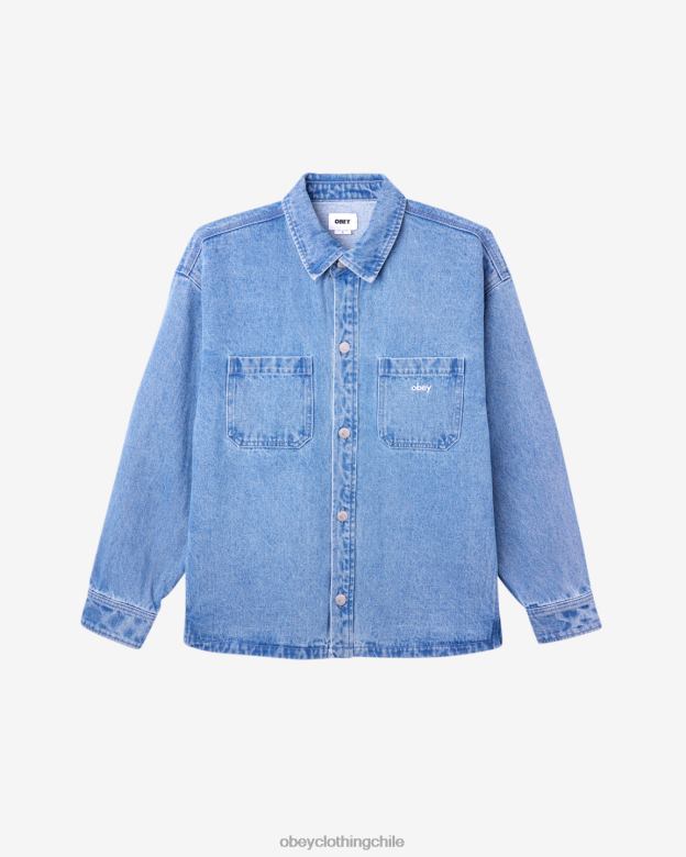 ropa 40VX246 hombres chaqueta de camisa winston OBEY índigo claro